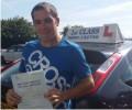 Michael with Driving test pass certificate